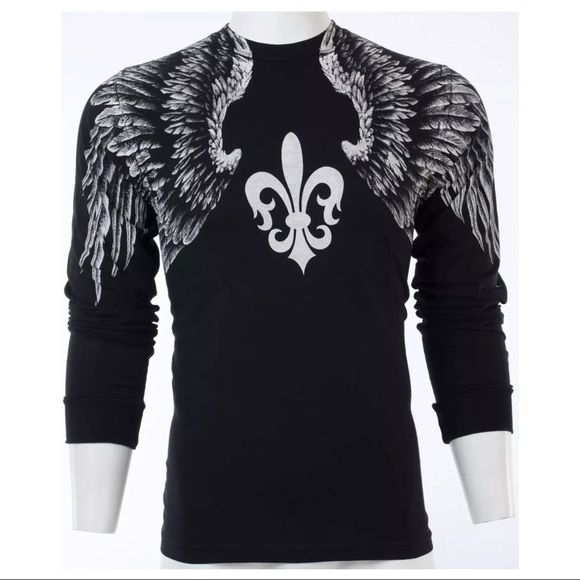 Xtreme Couture AFFLICTION Men's Long Sleeve Shirt AEROSMITH Biker Black - Picture 6 of 8